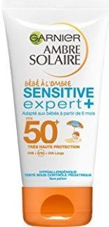 Garnier Ambre Solaire Sensitive Expert + Beschermende crème voor baby's, in de schaduw, ultrazacht, SPF 50+, 50 ml