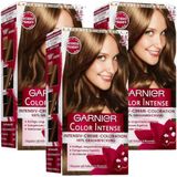 Garnier Permanente crèmekleuring, duurzame intensieve crème kleuring voor permanente haarkleur, met parelmoer en druivenpitolie, Color Intense, 6.0 donkerblond, verpakking van 3 stuks