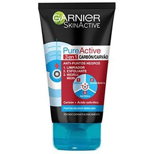 Garnier SkinActive PureActive 3-in-1 Koolreiniger, tegen mee-eters, 150 ml