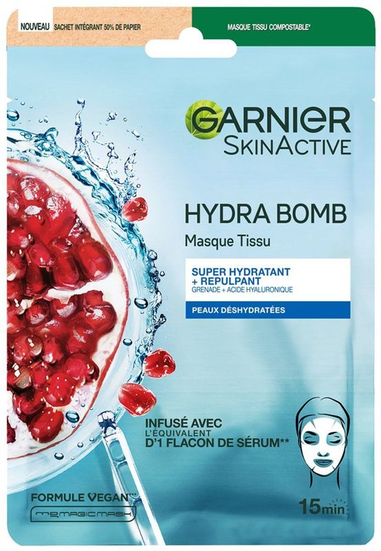 Garnier SkinActive Hydra Bomb Sheet Mask met Granaatappel - Gezichtsmasker – Tissue Masker - Gezichtsverzorging