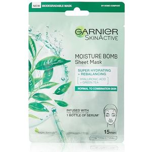 Garnier Moisture Bomb Groene Thee Hydraterend Sheetmasker voor Gezicht voor Gecombineerde Huid 32 g