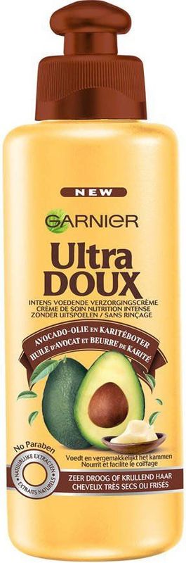 Garnier Ultra Doux Avocado Olie & Shea Boter Intens Voedende Verzorgingscrème - Zeer Droog, Pluizig Haar - 200ml