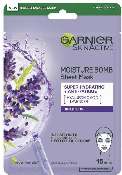 Garnier - Moisture Bomb - Gezichtsmasker - Lavendel - 3 stuks
