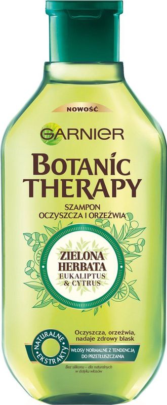 Garnier Botanic Therapy Groene Thee, Eucalyptus & Citrus Shampoo voor normaal haar, met de neiging tot vet, verfrissend en reinigend, 400 ml