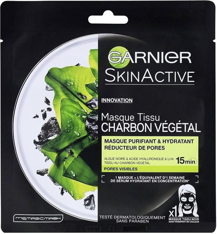 Garnier SkinActive Tissue Masker met Charcoal - 1 stuk
