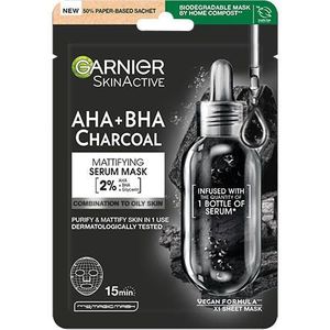 GARNIER - Black Textile Mask with Black Tea Extract Pure Charcoal Skin Natura l s (Black Tissue Mask) 28 g - 28.0g