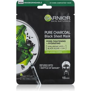 Garnier Skin Naturals Pure Charcoal masker w płacie zwart Tissue - zwart Alga 28g