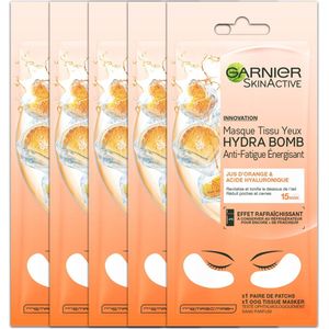 Garnier Skinactive Face Sheet Oogmasker - Sinaasappelsap en Hyaluronzuur - 20 stuks - Voordeelverpakking