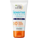 Garnier Gel-crème met SPF 50+, gezichtscrème met zonwering voor lichte, gevoelige en zonintolerante huid, Ambre Solaire Sensitive Expert+, 1 x 50 ml
