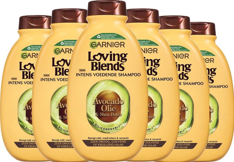 Garnier Loving Blends - Avocado Olie & Shea Boter - Intens Voedende Shampoo - Zeer Droog, Pluizig Haar - 6 x 300ml
