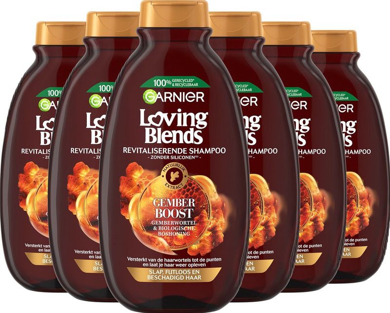 Garnier Loving Blends Gember Boost Revitaliserende Shampoo Voordeelverpakking - Slap, Futloos & Beschadigd Haar - 6 x 300ml