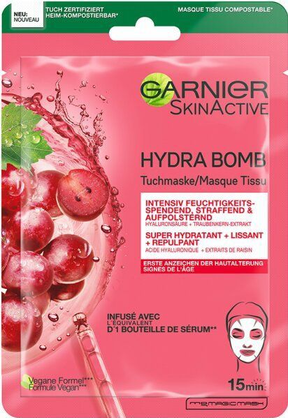 Garnier SkinActive Tissue Masker Hydra Bomb Druivenpitextract - 1 stuk