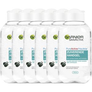 Garnier PureActive Zuiverende Handgel - 6 x 100 ml - Handgel met antibacterieel bestanddeel
