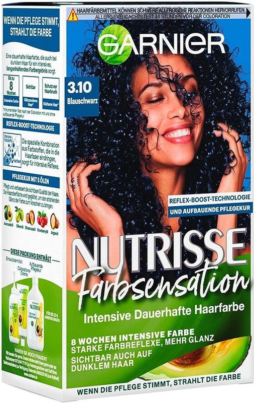 Garnier - Nutrisse Kleursensation - Haarverfset - Blauwzwart - 6 Toepassingen