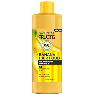 Garnier Fructis Bananenshampoo, voor beschadigd haar, zachte reiniging met licht schuim, voor meer soepelheid en verzorgd haar, veganistische formule, zonder parabenen, Hair Food, 3-in-1, 400 ml
