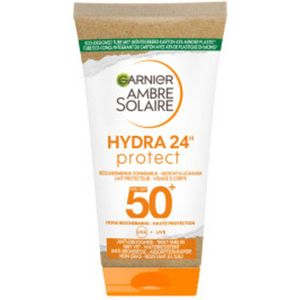 1+1 gratis: Garnier Ambre Solaire Hydra 24 Zonnebrandmelk SPF 50 Reisformaat 50 ml