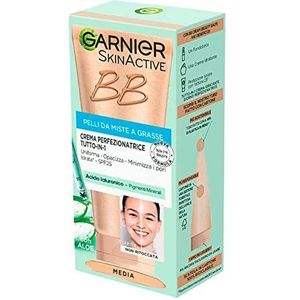 Garnier BB SkinActive Ondoorzichtige crème voor egale, matte huid, natuurlijke look, verrijkt met hyaluronzuur, aloë vera en minerale pigmenten, SPF 25, kleur: medium