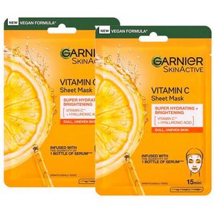 Garnier SkinActive Moisture Bomb Hydrating and Brightening Vitamin C Sheet Mask Set of 5
