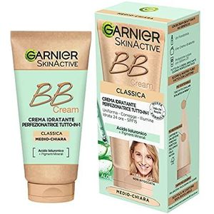Garnier BB Classic SkinActive crème voor een gelijkmatige en gehydrateerde huid, natuurlijke look, verrijkt met hyaluronzuur, aloë vera en minerale pigmenten, SPF 15, Kleur: medium licht