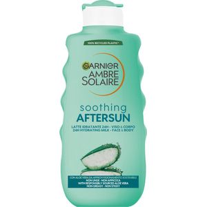 Garnier Ambre Solaire Lait Après-soleil, Visage et Corps, Effet Rafraîchissant et Peau Nourrie, Idéal pour tous les types de peaux, Enrichi en Aloe Vera, 200 ml