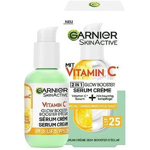 Garnier Serum-crème tegen vermoeide huid en donkere vlekken, 2-in-1 dagverzorging voor meer glow en een gelijkmatige teint, met vitamine C, Skin Active, 50 ml