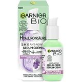 Garnier Bio 2-in-1 anti-aging crème-serum, gezichtsverzorging met biologische lavendel en hyaluronzuur, natuurlijke cosmetica voor alle huidtypes, 1 x 50 ml