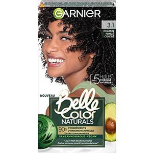 Garnier - Permanente haarkleur zonder ammoniak - 90% ingrediënt van natuurlijke oorsprong - Vegan formule - Belle Color Naturals - Kleur: Donker Asbruin (3.1)