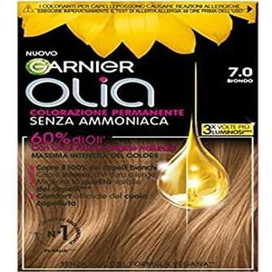 Garnier Olia haarverf, permanente kleuring zonder ammoniak, dekt 100% wit haar af, met natuurlijke bloemolie van natuurlijke oorsprong, veganistische formule, blond