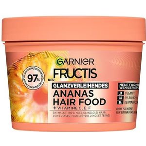Garnier 3-in-1 ananasmasker voor lang en dof haar, laat in voor meer glans en soepelheid, veganistische formule met natuurlijke ingrediënten, Fructis Hair Food, 1 x 400 ml