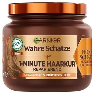Garnier Echte schatten Reparerende haarkuur van 1 minuut voor broos en beschadigd haar, met acaciahoning en bijenwas voor minder gespleten haarpunten en haarbreuk, 1 x 340 ml