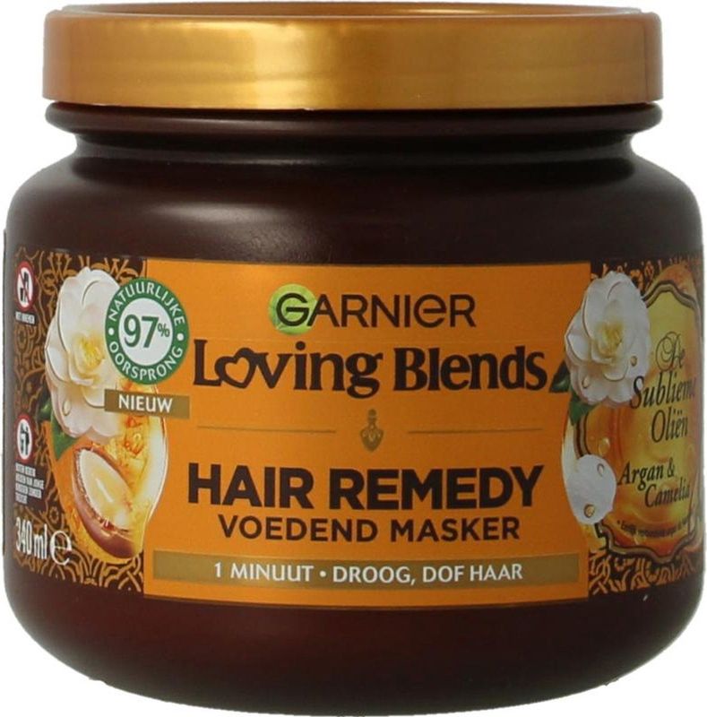 Garnier Loving Blends - Masker - Argan & Cameliaolie - Droog en Dof Haar - 340 ml