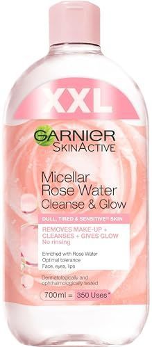 Garnier Mizellen Reinigungswasser, All-in-1 Reinigung mit Rosenwasser, Gesichtswasser für eine sanfte Reinigung und schonendes Abschminken, SkinActive, 1 x 700 ml