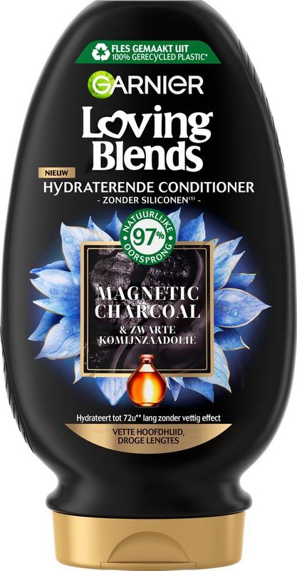 Garnier - Magnetic Charcoal - Conditioner - Vette Hoofdhuid - Droge Lengtes - 97% Natuurlijke Oorsprong