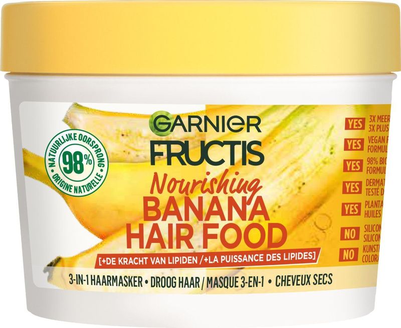 Garnier Fructis Hair Food Banana 3-in-1 Voedend Haarmasker - Droog Haar - 400ml