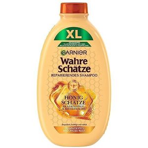 Garnier Shampoo tegen broos haar, XL-formaat, herstellende haarshampoo met acaciahoning en bijenwas, voor meer glans en soepelheid, echte schatten honing, 1 x 600 ml