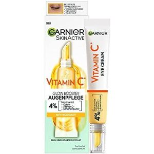 Garnier Anti-vermoeidheid oogcrème met vitamine C, voor een heldere en wakkere oogcontouren, tegen donkere kringen en kraaienpootjes, Glow Booster oogverzorging, SkinActive 1 x 15 ml