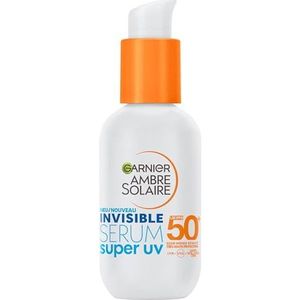 Garnier Ambre Solaire Invisible Super UV, serum met beschermingsfactor 50+, UVA- en UVB-bescherming, voor alle huidtypes, met ceramide Protect, geschikt voor dagelijks gebruik, 30 ml