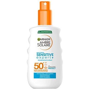 Garnier Zonnebrandspray met SPF 50+, waterdichte en residuvrije spray voor de gevoelige huid, Ambre Solaire Sensitive Expert+, 1 x 150 ml