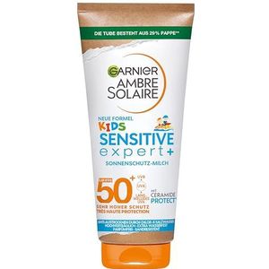 Garnier Zonnebrandcrème met SPF 50+ voor kinderen, zonnecrème met zeer hoge zonnebescherming, anti-uitdroging van de huid, Ambre Solaire Kids Sensitive Expert+, 1 x 175 ml