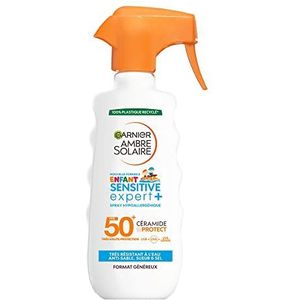 GARNIER Ambre Solaire Sensitive Expert+ triggerspray voor kinderen, hoge zonwering SPF 50+, beschermt tegen lange UVA, UVB en UVA, op basis van keramiek, gevoelige huid, 270 ml