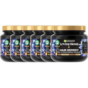 Garnier Loving Blends Magnetic Charcoal Hair Remedy Haarmasker Voordeelverpakking - Intens Hydraterend Masker, Speciaal Ontwikkeld Voor Droge Lengtes - 6 x 340ml