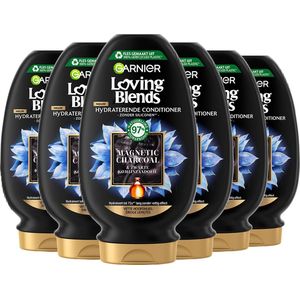 Garnier Loving Blends Magnetic Charcoal Zuiverende & Hydraterende Conditioner Voordeelverpakking - Vette Hoofdhuid, Droge Lengtes - 6 x 250ml