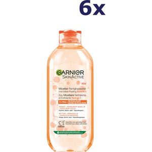 6x Garnier SkinActive Micellair Reinigingswater met Milde Peeling Alles-in-1 400 ml