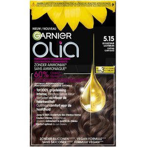 Garnier - Olia - Permanente Haarkleuring - 5.15 Kastanje Lichtbruin - Kleurcrème op Basis van Oliën