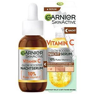 Garnier Nachtserum met vitamine C, tegen donkere vlekken en vermoeide huid, veganistische formule met 10% vitamine C van natuurlijke oorsprong, Brightening Night Serum