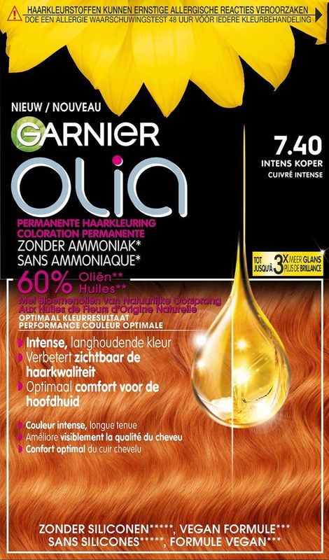 Garnier Olia - Intens Koper 7.40 - Permanente Haarkleuring - Zonder Ammoniak - Tot 100% Grijsdekking