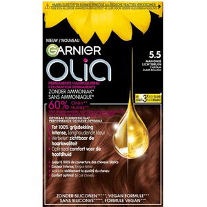 Garnier - Olia - Permanente Haarkleuring - Mahonie Lichtbruin 5.5 - Zonder Ammoniak - Tot 100% Grijsdekking