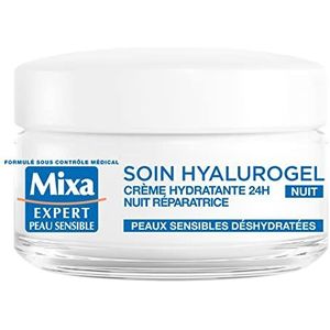 Mixa Expert Gevoelige Huid - Hyalurogel Night - Vochtinbrengende crème-masker - herstellende slaap - 50 ml - 1 stuk