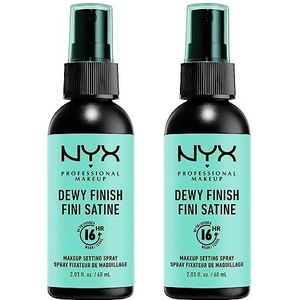 NYX Professional Makeup Fixeerspray, duurzame formule, fixeermiddel, licht, veganistische formule, roze afwerking, 2 stuks, 60 ml