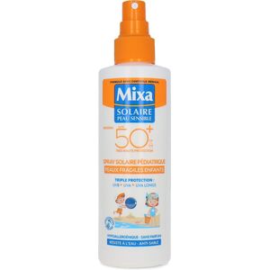 Mixa - Zonnespray SPF50+ voor de gevoelige huid voor kinderen – hypoallergeen, geurloos, drievoudige bescherming voor UVA, UVB, UVA